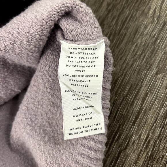 AYR The Little Joy Organic Cotton Crewneck Sweater Purple Mist Size XL Fuzzy EUC - Picture 7 of 16